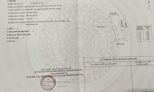Bán lô đất hai mặt tiền đường hẻm bê tông bình tân thị xã lagi bình thuận