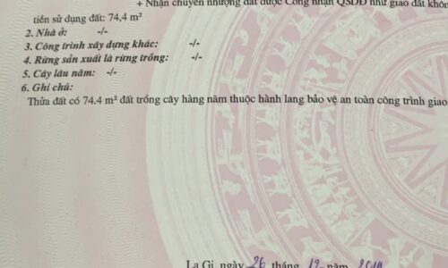 Bán lô đất mặt tiền Nguyễn Thông, Tân Bình, Lagi, Bình Thuận
